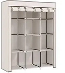 STOFFSCHRANK, Faltschrank, Kleiderschrank mit Kleiderstangen, 8 Ebenen...