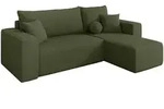 ECKSOFA mit Schlaffunktion Ottomane Rechts SENO-L 249x139x85 Gr&uuml;n Boucl&eacute;
