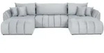 ECKSOFA Iris U mit Schlaffunktion und Bettkasten, U-Form &ndash; Hellgrau Samt 382/184/85