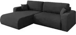 ECKSOFA mit Schlaffunktion Ottomane Links BERY-L 276x193x88 Dunkelgrau Velours