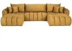 ECKSOFA Iris U mit Schlaffunktion und Bettkasten, U-Form &ndash; Senfgelb Samt 382/184/85