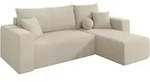 ECKSOFA mit Schlaffunktion Ottomane Rechts SENO-L 249x139x85 Creme Velours