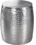 BEISTELLTISCH &ndash; Rund Aluminium Silber Hammerschlag 42x49x42 cm orientalisch klein
