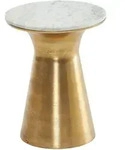 BEISTELLTISCH &ndash; Rund Marmor Wei&szlig; Metall Gold 35x35x45 cm