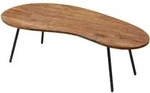 COUCHTISCH aus Massivholz &ndash; organische Form mit Metallbeinen, Dunkelbraun 63x122x36
