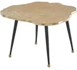 COUCHTISCH rund 64x64 cm &ndash; Aluminium in Gold mit Baumscheiben-Optik