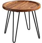 COUCHTISCH Rund Sheesham Massivholz Haarnadelbeine 45x40x45 cm