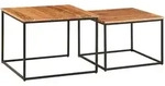 COUCHTISCH Set &ndash; 2-teilig Eckig Akazie Massivholz Metallgestell