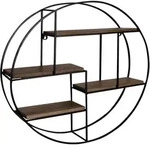 WANDREGAL Mango Massivholz Metall Industrial Stil Rund 70x70x18 cm
