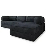 ECKSOFA ETERA modulares Boneless Sofa mit Schlaffunktion Schwarz Cordstoff