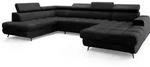 WOHNLANDSCHAFT CORENO Schwarz Boucle-Stoff mit Schlaffunktion