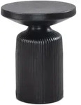 BEISTELLTISCH &ndash; Rund Metall Schwarz 40x40x50 cm Hammerschlag Wellenmuster