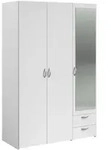 KLEIDERSCHRANK mit Spiegel wei&szlig; 120 cm 3-t&uuml;rig Dreht&uuml;renschrank