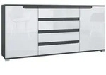 SIDEBOARD Sylt Wei&szlig; Hochglanz / Anthrazit matt