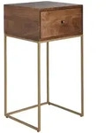 NACHTTISCH &ndash; Mango Massivholz/Metall, 40x75,5x35 cm, 1 Schublade, Stauraum