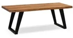 COUCHTISCH Braun Akazie Massivholz Baumkante 120x60x46 cm, Metallbeine U-Form