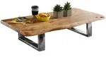COUCHTISCH Braun Akazien-Massivholz mit Metallgestell, Baumkante, 115x25x58cm