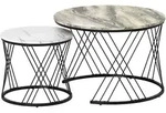 COUCHTISCH-SET 2er Set Spanplatte Metall Grau+Wei&szlig;+Schwarz
