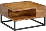 COUCHTISCH in Massivholz und Metall, 60x60x34,5 cm, Eckig, Modernes Design, mit