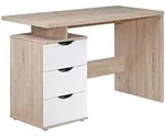 SCHREIBTISCH &ndash; Sonoma Wei&szlig;, 120x76x53 cm, 3 Schubladen, kompakt, mit Ablage