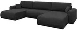 WOHNLANDSCHAFT mit Schlaffunktion und Bettkasten BERY-U 377x193x88 Schwarz...