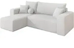 ECKSOFA mit Schlaffunktion Ottomane Links SENO-L 249x139x85 Wei&szlig; Boucl&eacute;