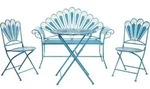 BISTRO-SET mit Bank Metall Blau Pavia