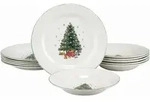 Tafelservice Tannenbaum Multicolor/Wei&szlig;, 12-teilig