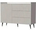KOMMODE Amfali mit 1 T&uuml;r und 3 Schubladen, Push-to-open, Metallbeine, 126 cm,