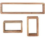 WANDREGAL Set BOHA Massivholz Viereckig Landhausstil, Akazie 80x15x20 cm