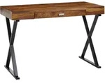 SCHREIBTISCH Massivholz Metallgestell mit Stauraum, Braun-Schwarz 120x55x78 cm