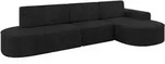 ECKSOFA mit Schlaffunktion Ottomane RECHTS MARI L2-S 368X167X85 Schwarz Velours