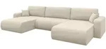 WOHNLANDSCHAFT mit Schlaffunktion und Bettkasten BERY-U 377x193x88 Creme Velours