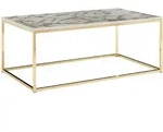 COUCHTISCH mit Marmor-Optik und Metall-Gestell, Eckig, Wei&szlig; 100x60x40 cm