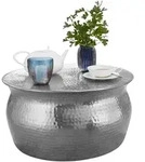 COUCHTISCH aus Aluminium im orientalischen Stil mit flachem Hammerschlag-Design,