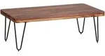 COUCHTISCH BAGLI aus Massivholz mit Design Metallbeinen im Landhaus-Stil, Dunkelbraun