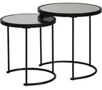 BEISTELLTISCH Set &ndash; rund, Spiegelglas schwarz, 2-teilig, &Oslash;50x42 cm