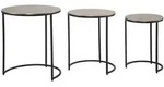 BEISTELLTISCH Set &ndash; 3-teilig Rund Aluminium Gold Schwarz Design