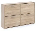 SCHUHSCHRANK Holz mit 4 F&auml;chern und Ablage, Sonoma 120x24x81 cm