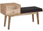 SITZBANK &ndash; Stoff/Massivholz, 120x65x40 cm, Retro-Stil, Schwarz, mit Stauraum