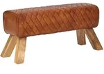 SITZBANK &ndash; Leder/Massivholz, 89x46x35 cm, Turnbock-Design