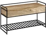 SITZBANK Massivholz Metall Stauraum Schuhablage, Mango 90x38x52 cm