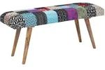 SITZBANK &ndash; Samt/Massivholz, 117x51x38 cm, Patchwork