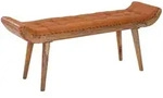 SITZBANK &ndash; Leder/Massivholz, 125x50x38 cm, Chesterfield-Design, ohne Lehne