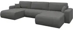 WOHNLANDSCHAFT mit Schlaffunktion und Bettkasten BERY-U 377x193x88 Grau Boucl&eacute;