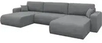 WOHNLANDSCHAFT mit Schlaffunktion und Bettkasten BERY-U 377x193x88 Grau Velours