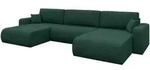 WOHNLANDSCHAFT mit Schlaffunktion und Bettkasten BERY-U 377x193x88 Gr&uuml;n Velours