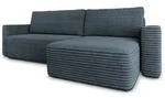 ECKSOFA TELIN Grau Kordstoff mit Schlaffunktion