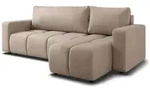 ECKSOFA RAMIL Beige Pl&uuml;sch-Stoff mit Schlaffunktion