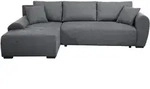 ECKSCHLAFSOFA Dallas mit Bettkasten, 255 cm, Dunkelgrau, links, Velour-Stoff